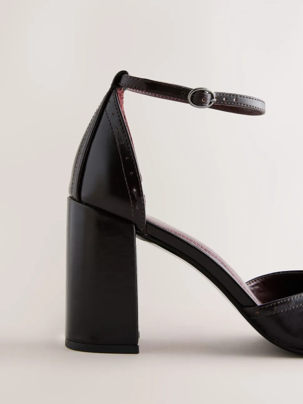 Berry Red Forever Comfort® Leather Block Heels With Ankle Strap