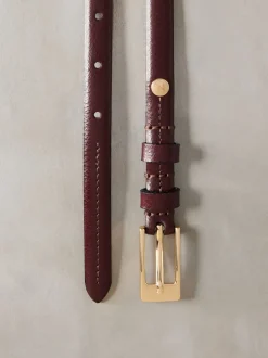 Berry Red N. Premium Skinny Made In Italy Leather Belt