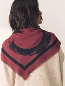 Berry Red N Swirl Square Lightweight Scarf