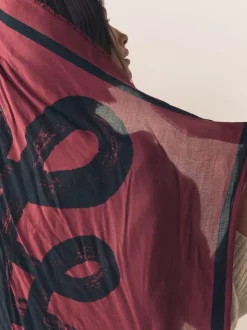Berry Red N Swirl Square Lightweight Scarf