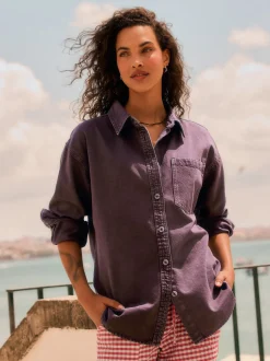 Berry Red Oversize Denim Shirt