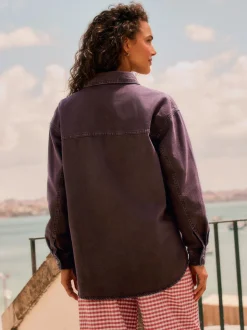 Berry Red Oversize Denim Shirt