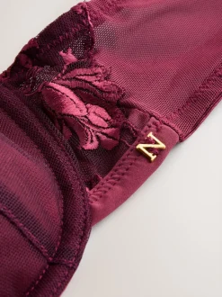 Berry Red Pad Balcony Premium Embroidery Bra