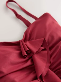 Berry Wine Tummy Control Frill Bandeau Swimsuit