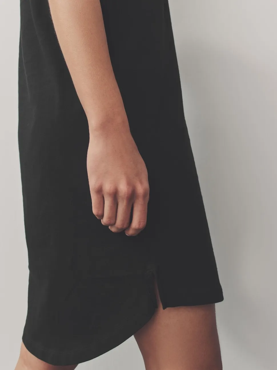 Black 100% Cotton Cap Sleeve V-Neck Mini Dress