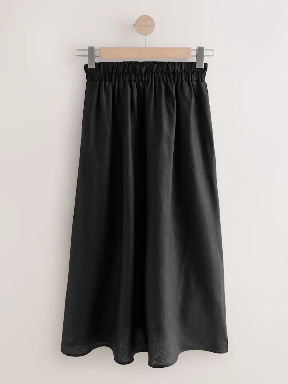 Black 100% Linen Midi Skirt