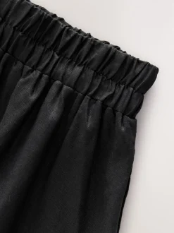 Black 100% Linen Midi Skirt