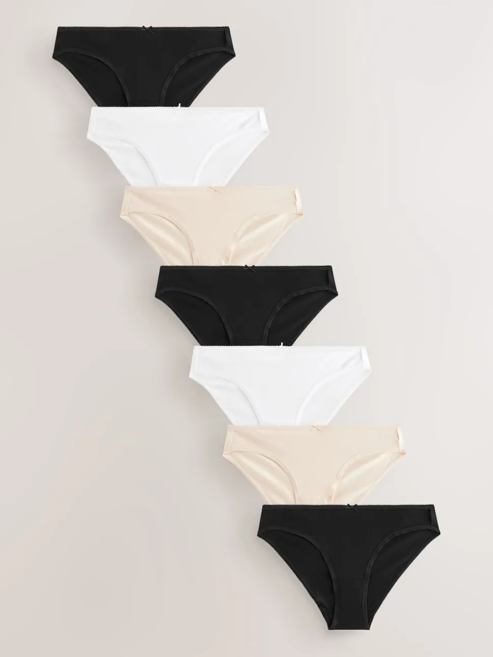 Black / Pastel Rose Nude / White Bikini Cotton Rich Knickers 7 Pack