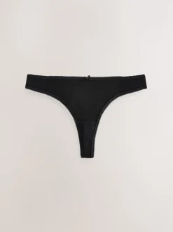 Black / Pastel Rose Nude / White Thong Cotton Rich Knickers 7 Pack