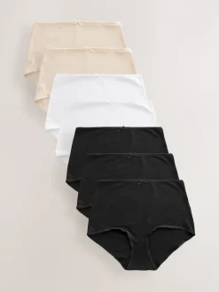 Black / Pastel Rose Nude / White Full Brief Cotton Rich Knickers 7 Pack