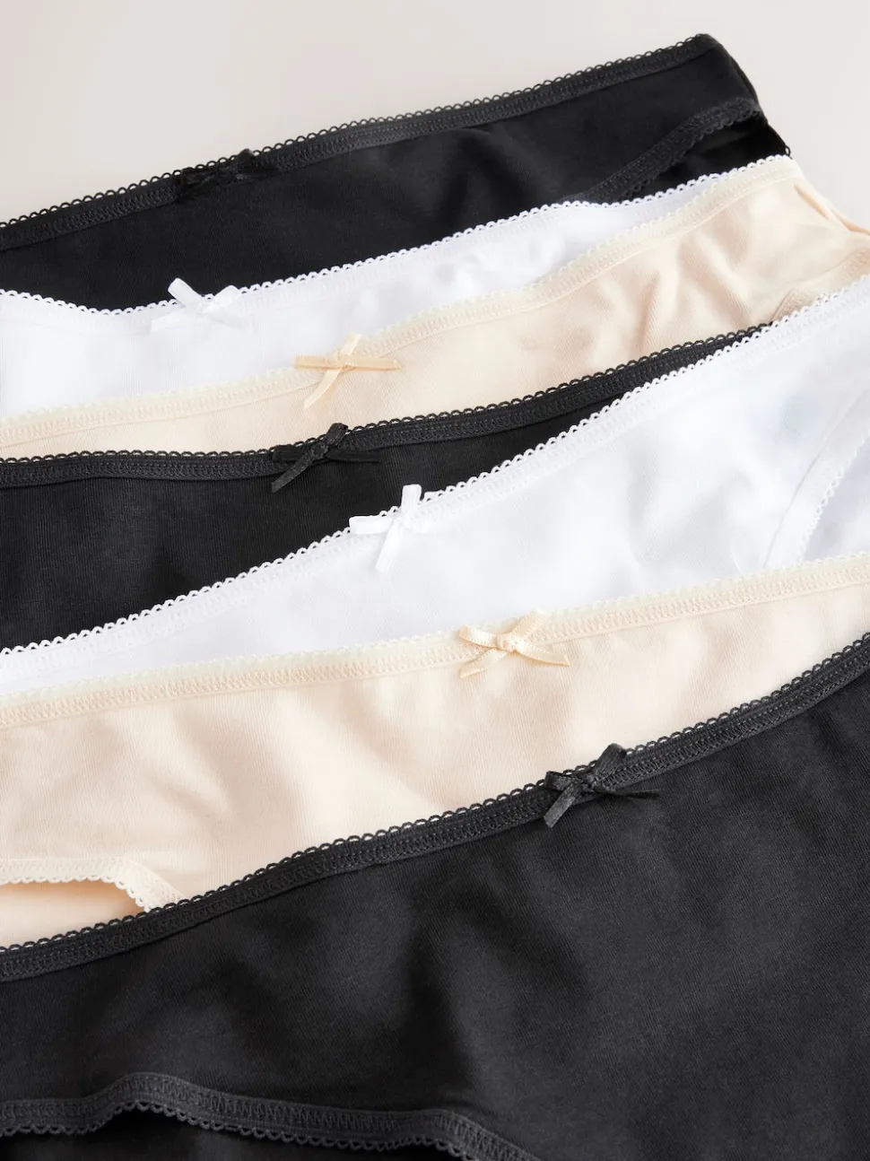 Black / Pastel Rose Nude / White High Leg Cotton Rich Knickers 7 Pack