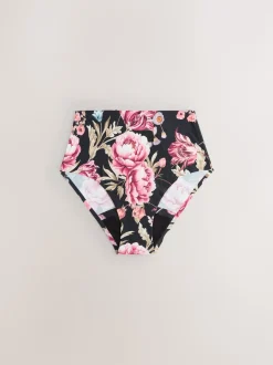 Black / Praline Nude / Pink Floral Full Brief No VPL Medium Flow Period Knickers 4 Pack