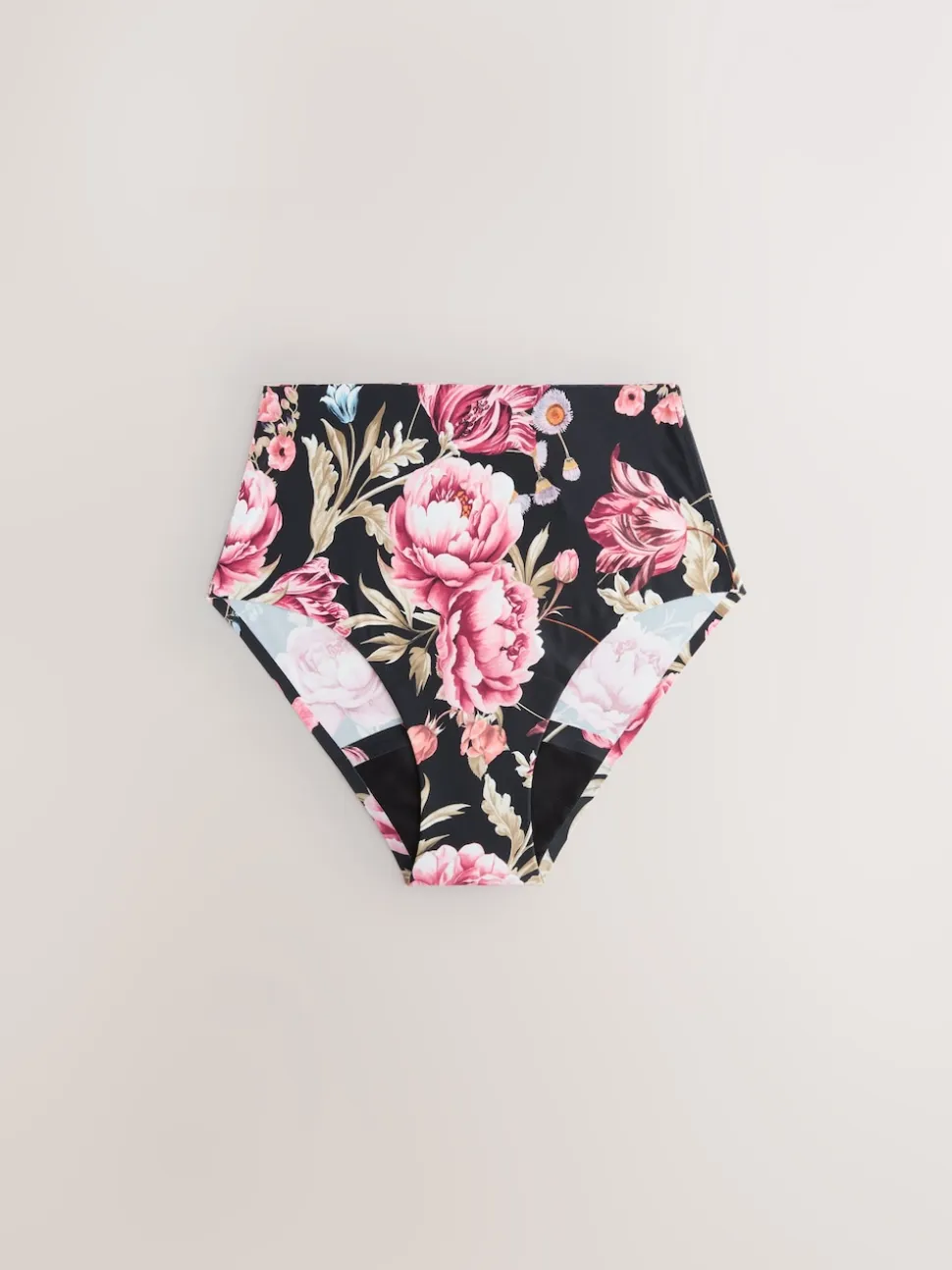 Black / Praline Nude / Pink Floral Full Brief No VPL Medium Flow Period Knickers 4 Pack