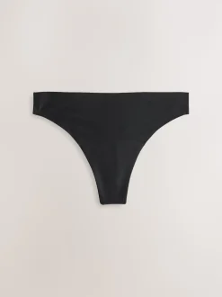 Black / Praline Nude / Pink Floral Thong No VPL Light Flow Period Knickers 4 Pack