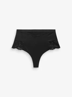 Black / Praline Nude Tummy Control Light Shaping High Waist Thongs 2 Pack