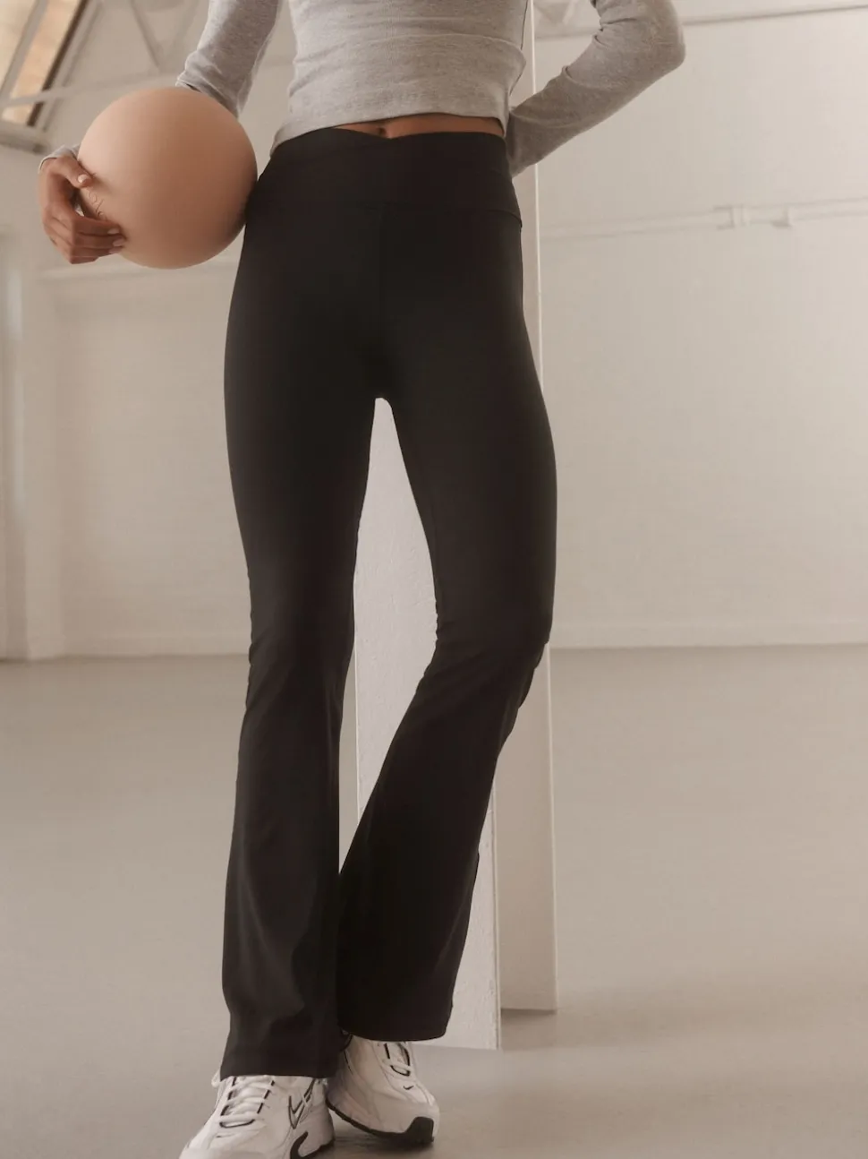 Black Active Balance Wrap Front Flared Leggings