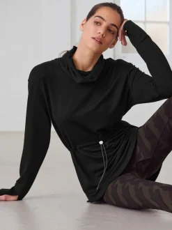 Black Active Cowl Neck Sweat Top