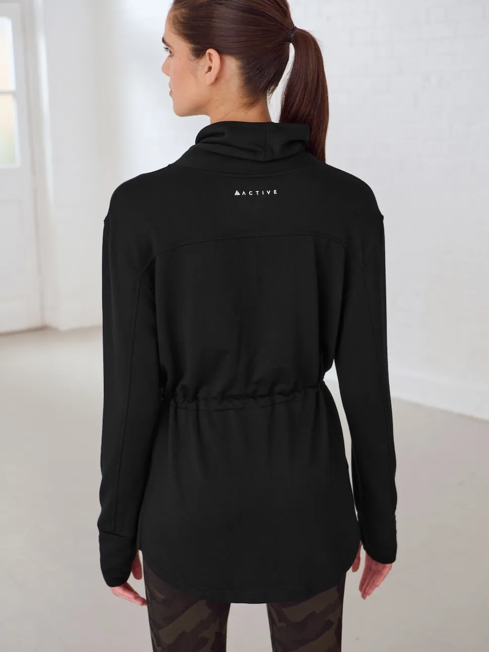 Black Active Cowl Neck Sweat Top