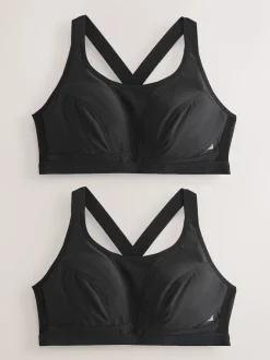 Black Active Sports High Impact Dry Tech Crop Tops 2 Pack
