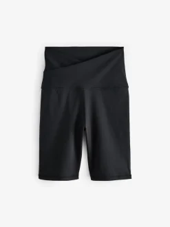 Black Active Sports Wrap Waist Cycling Shorts