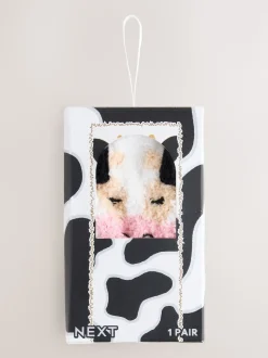 Black and White Cow 1 Pack Cosy Ankle Socks in a Gift Box