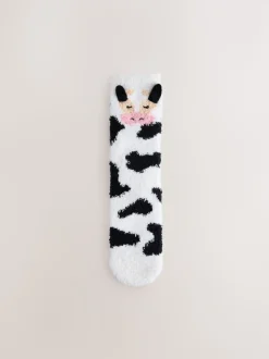 Black and White Cow 1 Pack Cosy Ankle Socks in a Gift Box
