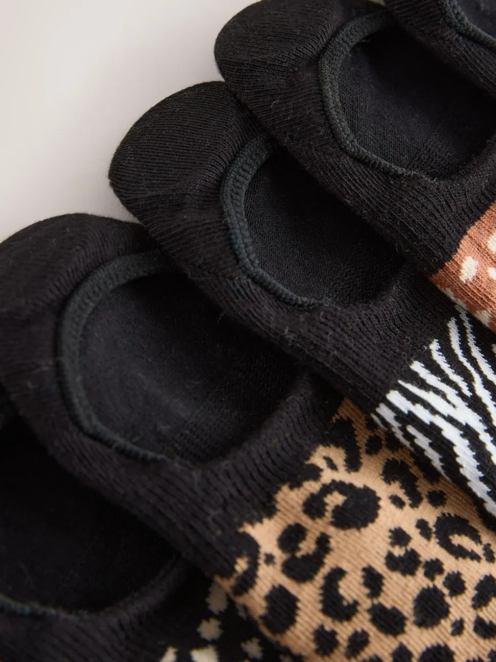 Black Animal Invisible Trainer Socks 5 Pack