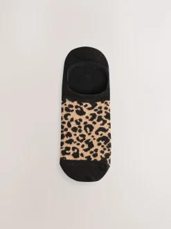 Black Animal Invisible Trainer Socks 5 Pack