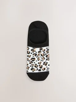 Black Animal Invisible Trainer Socks 5 Pack