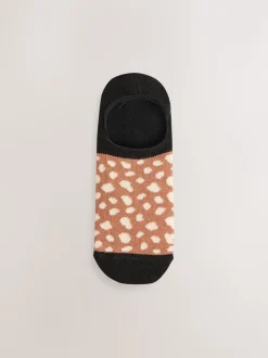 Black Animal Invisible Trainer Socks 5 Pack