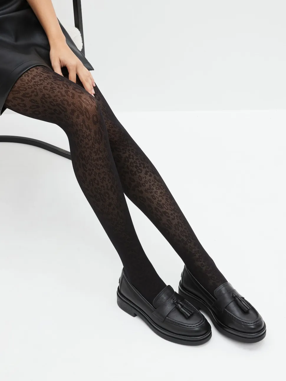 Black Animal Print Pattern Tights 1 Pack