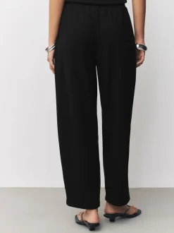 Black Barrel Leg Compact Trousers