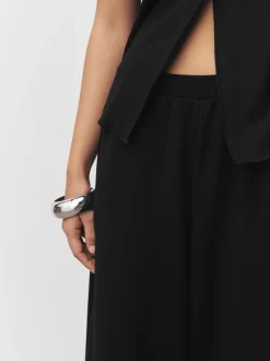Black Barrel Leg Compact Trousers