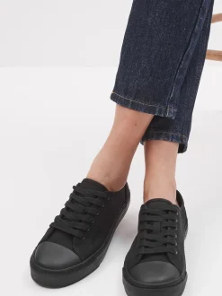 Black Baseball Canvas Trainers
