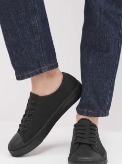 Black Baseball Canvas Trainers