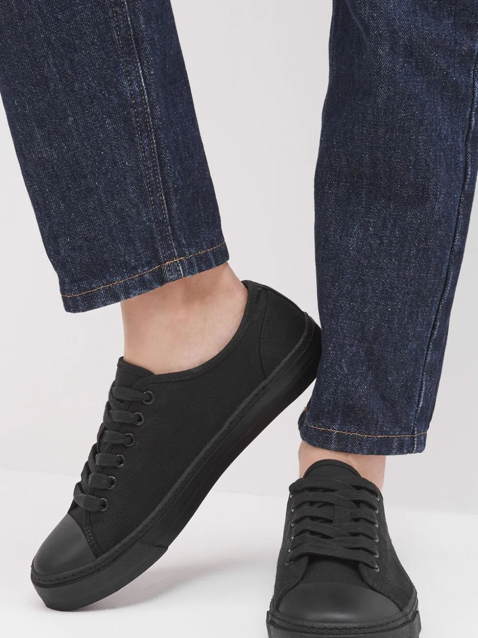 Black Baseball Canvas Trainers