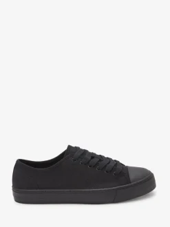 Black Baseball Canvas Trainers
