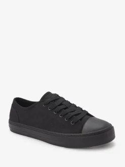 Black Baseball Canvas Trainers