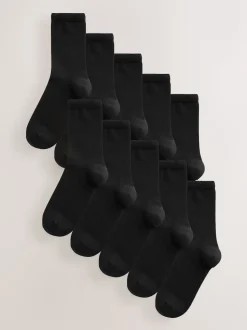 Black Basic Ankle Socks 10 Pack