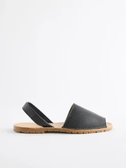 Black Beach Leather Sandals
