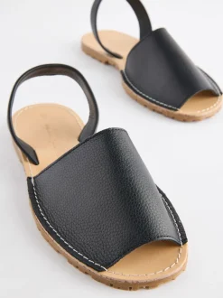Black Beach Leather Sandals