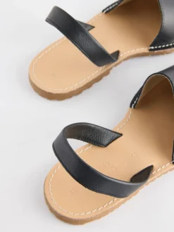 Black Beach Leather Sandals