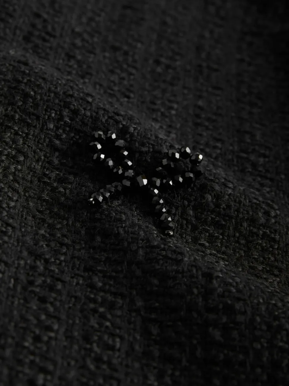 Black Beaded Bow Boucle Jacket