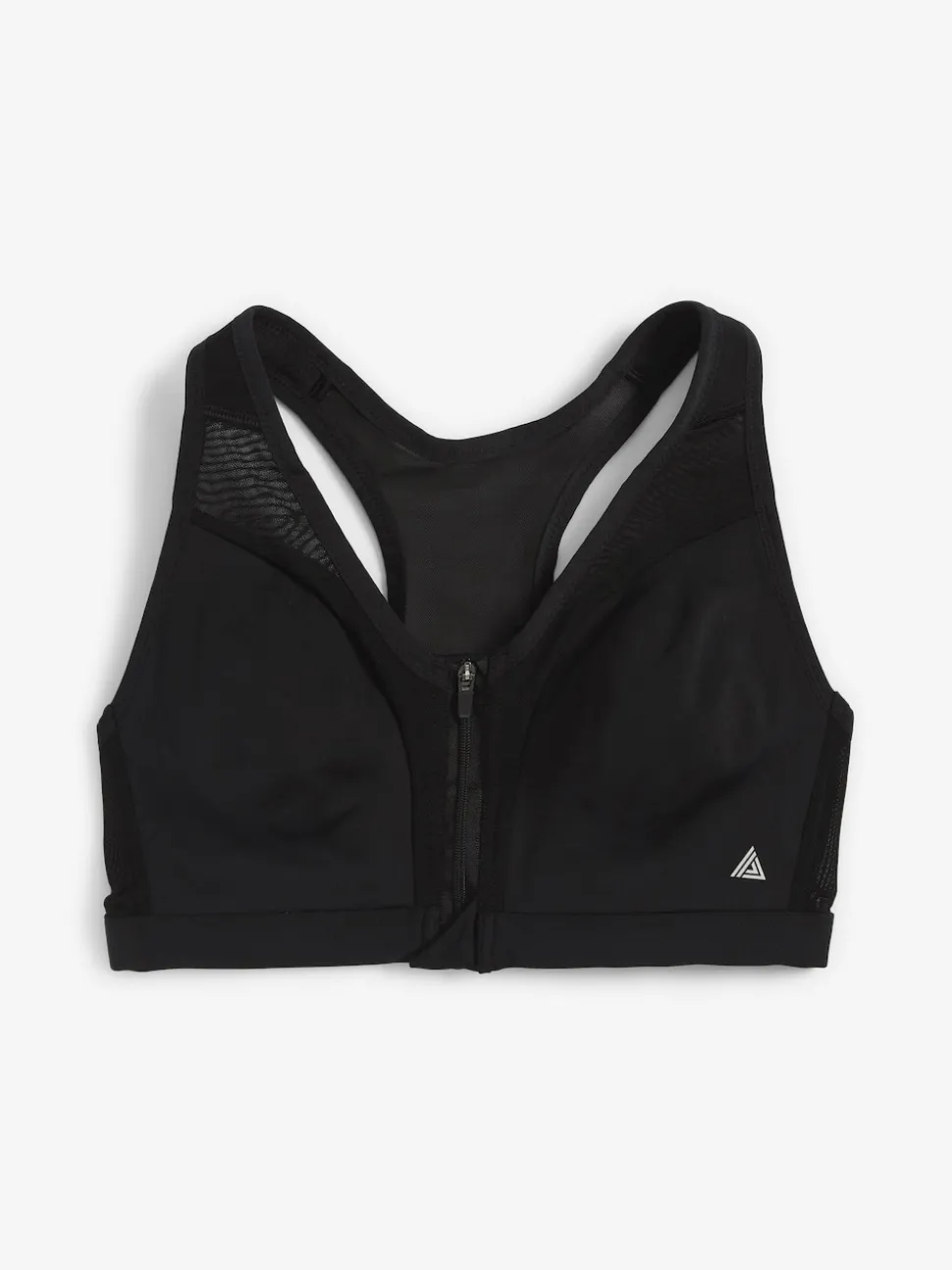 Black B-GG Active Sports High Impact Dry Tech Zip Front Bra