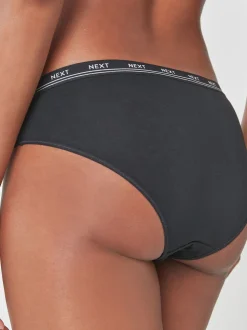 Black Bikini Cotton Logo Knickers 4 Pack