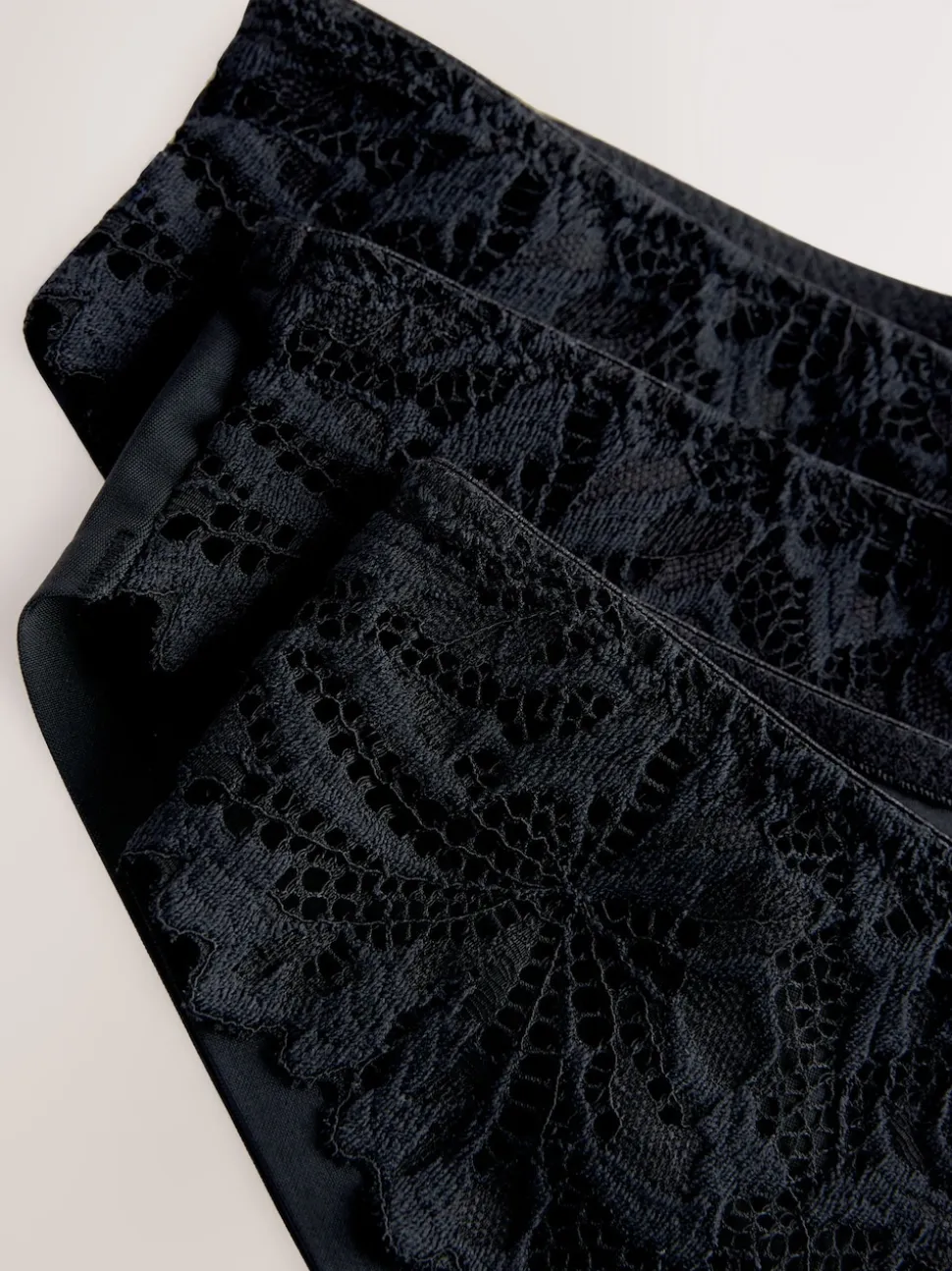 Black Brazilian Lace Front NVPL Knickers 3 Pack