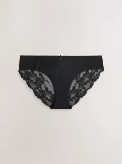Black Brazilian No VPL Lace Back Briefs 3 Pack