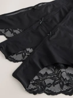 Black Brazilian No VPL Lace Back Briefs 3 Pack