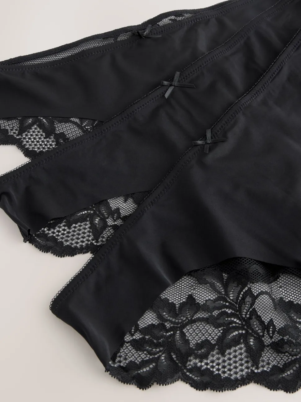 Black Brazilian No VPL Lace Back Briefs 3 Pack