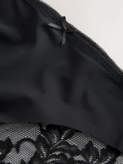 Black Brazilian No VPL Lace Back Briefs 3 Pack